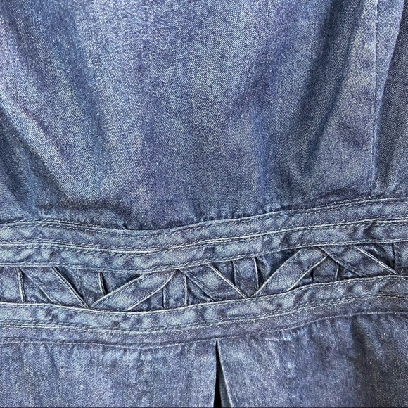 Free People New Romantics Highland Denim Dress Cut Outs Size 0 - Picture 10 of 12